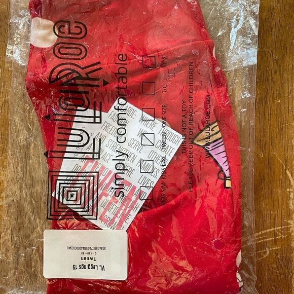 LuLaRoe Tween Leggings • Juniors 8-16, Adults 00-0 • Valentine’s Puns • Red •NWT - Picture 10 of 15